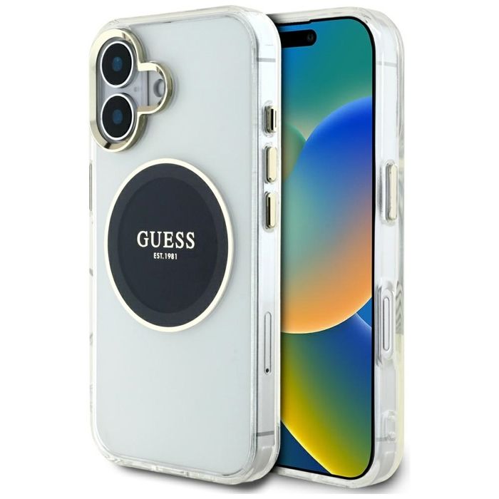Guess Étui IML Metal Colored Circle Classic Logo MagSafe do iPhone 16 Noir - vue 2