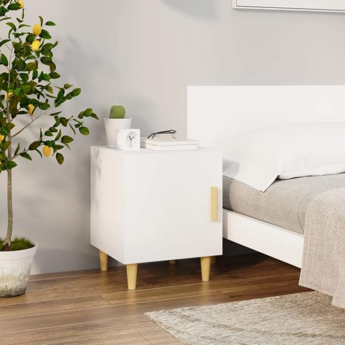 BONNIE® Table de chevet - SUIKUN - Armoire de lit - Blanc Bois dingénierie qsos88343