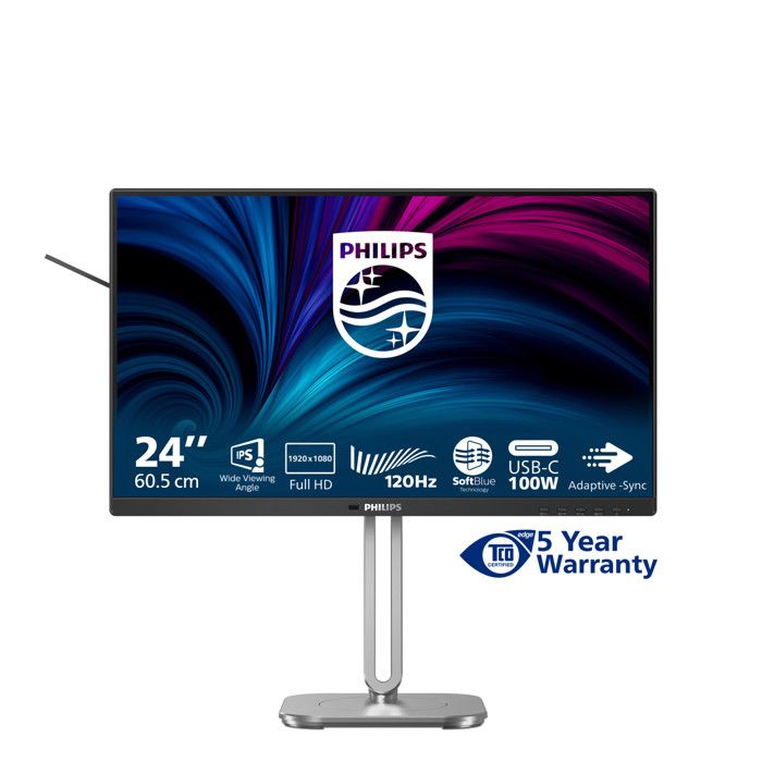 Philips Monitor PC 23.8 Full HD IPS 120Hz USB-C 4000 Series 24B2U4301/00 Grigio