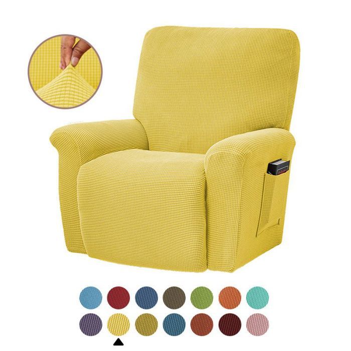 NEWRGY Housses de Fauteuils Relax 1 Places Jacquard à carreaux Extensible Housse pour Canapé Relax jaune vif