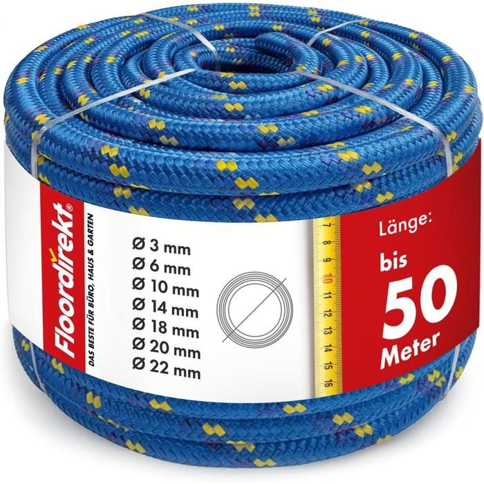 Corde Escalade 20m Corde D'amarrage Marine 10 Mm X 6 M - Bleue, Avec Corde Escalade 20m Corde D'amarrage Marine 10 Mm X 6 M - Bleue, Avec