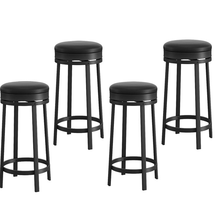 Lot de 4 Tabourets de Bar Pivotants avec Repose-Pieds Chaise Bar Cuisine Haute en Cuir Synthétique & Cadre en MétalNoir