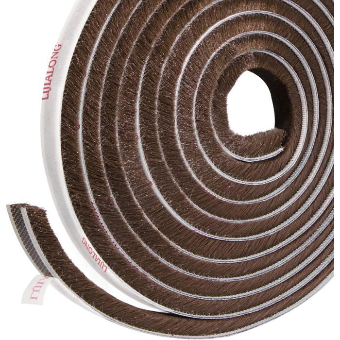 Joint détanchéité pour fenêtres et portes 5 m (L) x 9 mm (l) x 5 mm (É) bande adhésive à brosse pour portes coulissantes (marron)