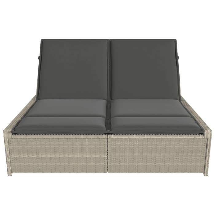 Desginer Chaise longue/Lit de repos - SOLOMON - Pour jardin - double places - avec coussins - gris clair résine tressée CC813