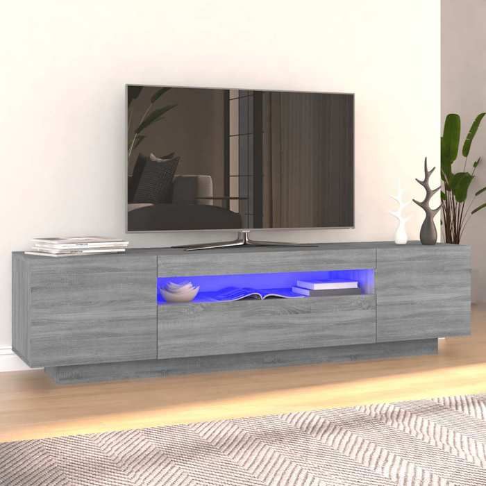 SALE 2026 Armoire TV moderne Gris - Meuble TV avec lumières LED Sonoma gris 160x35x40cm PRO862581315