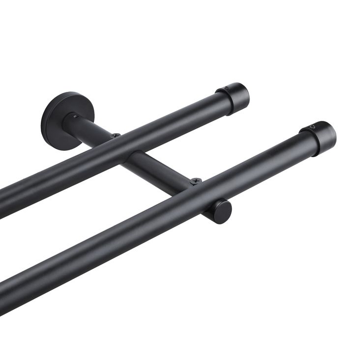 Tringle à rideau murale - CTLITE - 360 cm - Acier inoxydable 20 mm - Noir - Set de 2