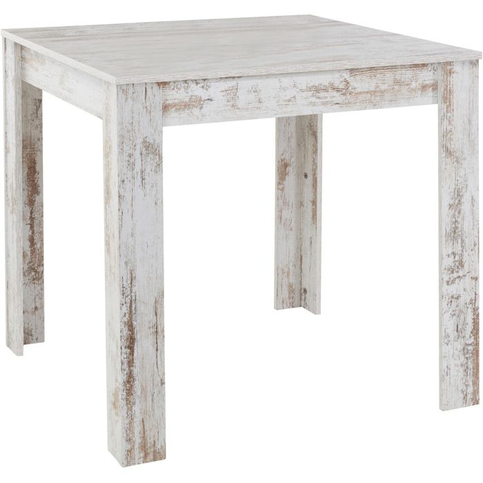 Lynn - Table à Manger En Mélaminé Blanc 4 Personnes L80 - Antique blanc