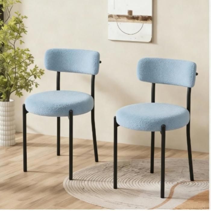 XUANYU.Lot de 2 Chaises de salle à manger - Scandinave - 9cm Assise rembourrée - 28cm de Dossier - Pour Cuisine et Maison - Bleu
