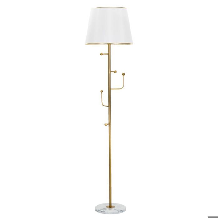 Lampe sur pied Glam avec porte-manteau en métal doré et tissu Ø41x173 cm - Réf. VK8681847404514