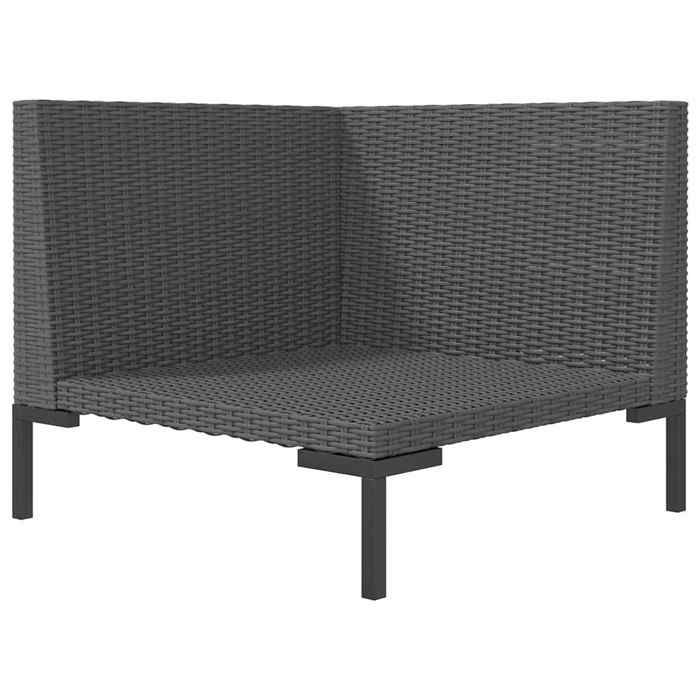 Gris Siège de jardin -  Canapé de jardin - avec coussins - Résine tressée demi-ronde C3413