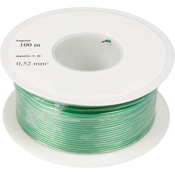 Bobine de Fil 05 mm² x 100m Cloture Anti Fugue AWG26 Câbles fil pour cloture electrique faire barrière pour mu COLLIER ANTI-FUGUE
