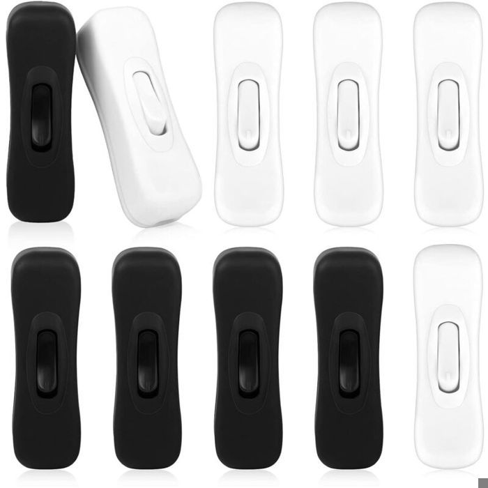 Interrupteur intermédiaire - Lot de 10 pièces - Noir et blanc - Installation sans vis - Design ergonomique