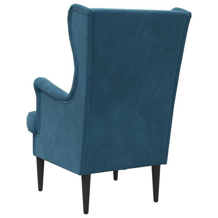 Confortable Fauteuil simple pour salon bureau chaise relax Bleu Velours__27943