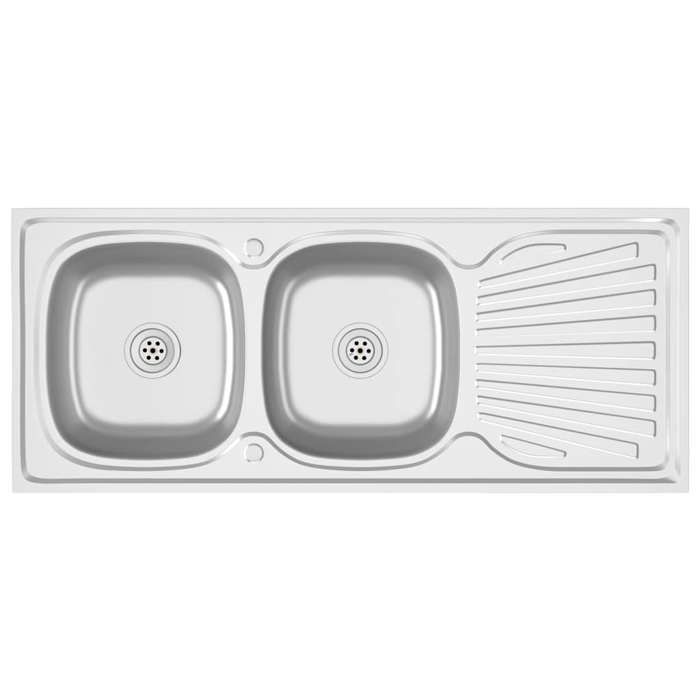 Évier de cuisine à double évier 1200x500x155 mm inox intemporel - vidaXL - sus - argenté - 1200 x 500 mm - facile à nettoyer zjd16j3