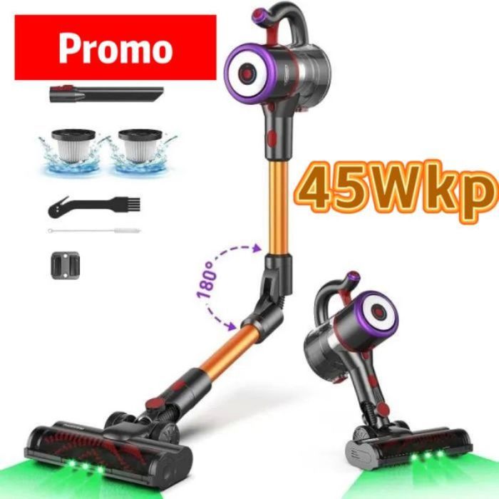 Aspirateur Balai sans Fil - 550W / 45000Pa - Autonomie 53min - LED Verte + Brosse Longue Manche Incluse vert ASPIRATEUR BALAI