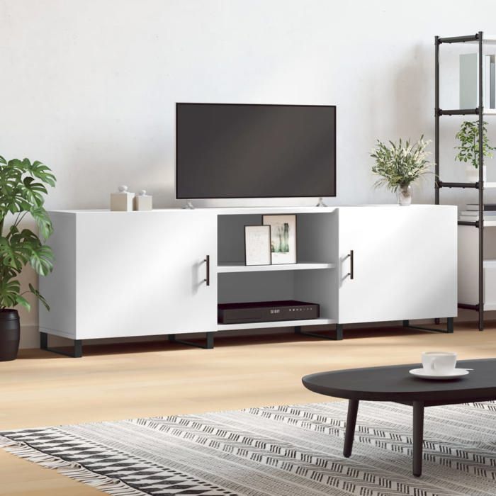 Sale juilletMeuble TV - vidaXL - bois dingénierie - blanc - avec 4 compartiments - 150 x 30 x 50 cm huf30l