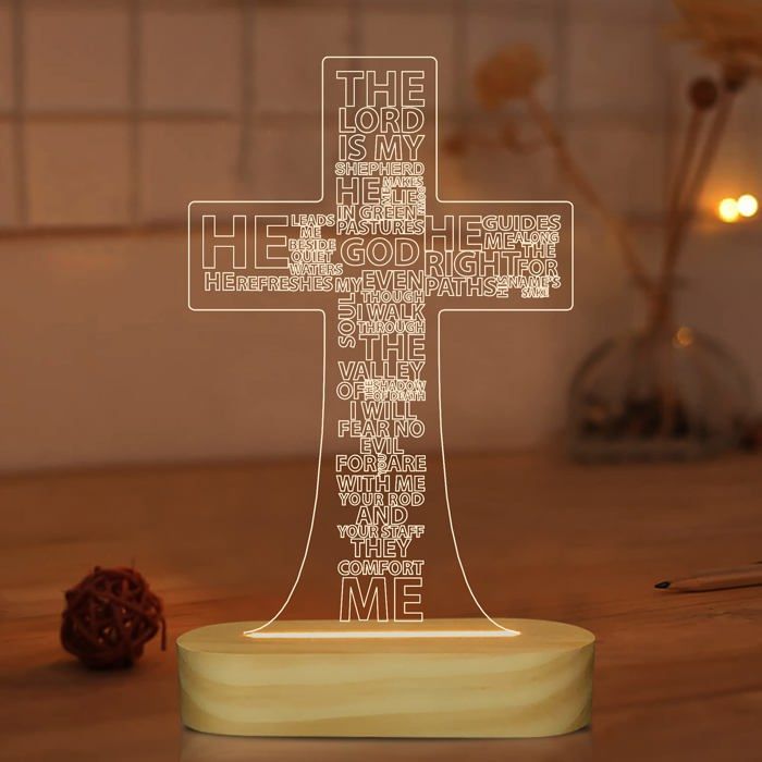 Lampes de table de bureau de lumière de nuit de Jésus croix 3D éclairage LED de couleurs chaudes pour des cadeaux de vacances