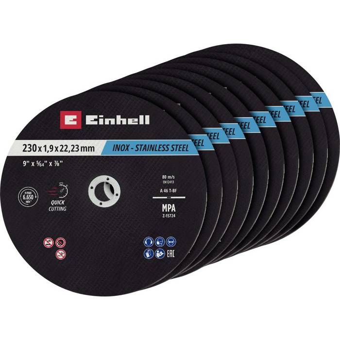 Einhell 711524 Jeu de disque à tronçonner 230 mm 10 pc métal acier inoxydable acier Tôle