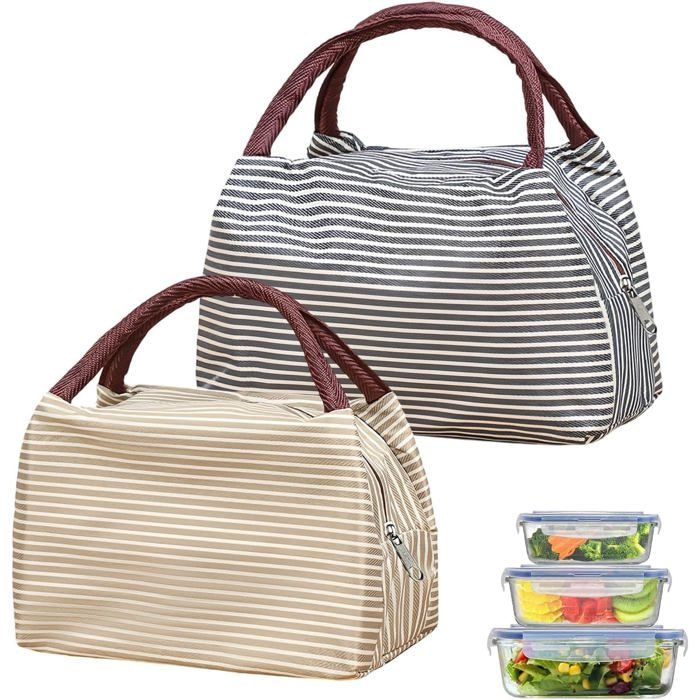 2 Pièces Sacoche Isotherme Repas Sacs Isothermes Portable Sac Lunch Box Pliable pour École Bureau Voyage - C - C