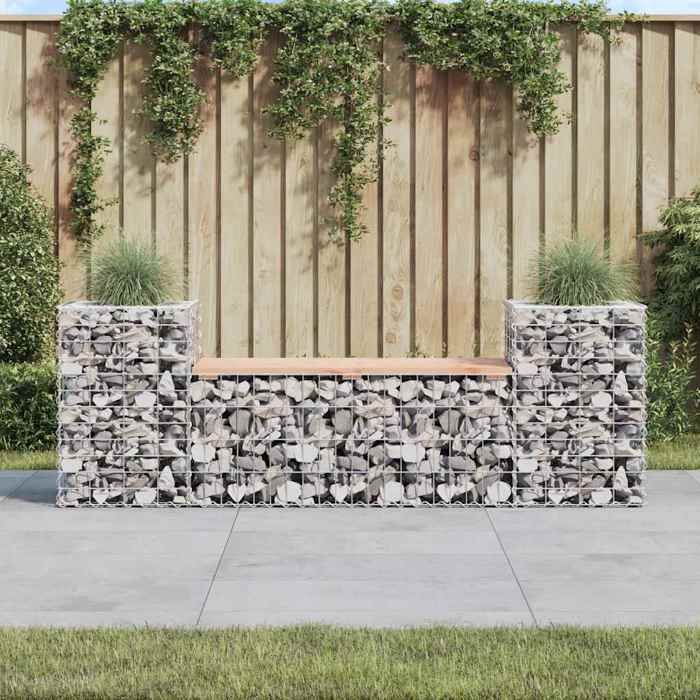 Banc jardin design de gabion - charge maximale : 110 kg - 183x41x60 5 cm bois massif douglas LL7639