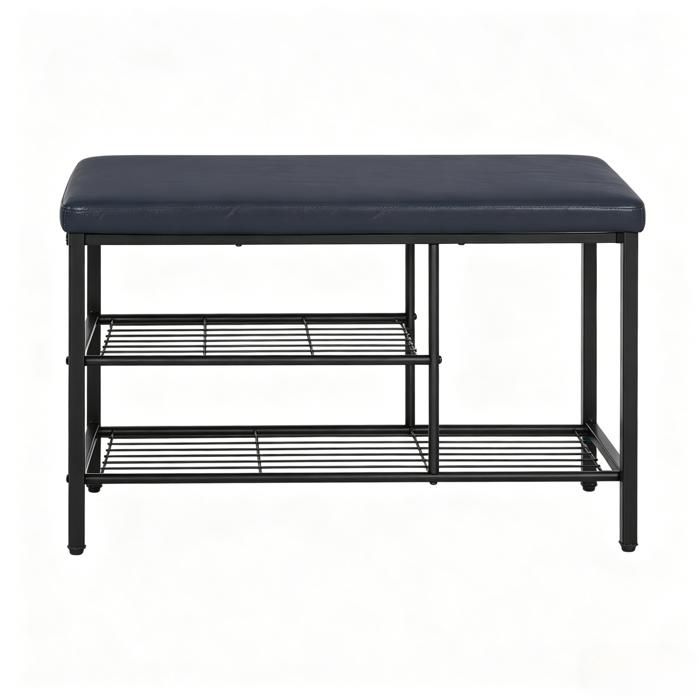 Banc à chaussures avec assise – 3 compartiments ouverts – 80 x 30 x 50 cm – Noir