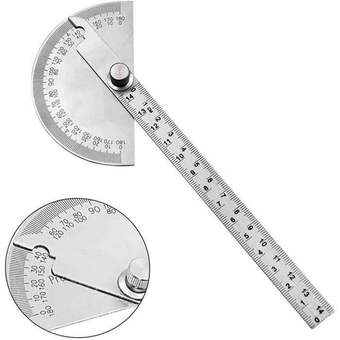 Rapporteur D'Angle Acier Inoxydable | Règle 140mm Et 180° | Précision 0.1° | Pour Bois, Métal, Étude