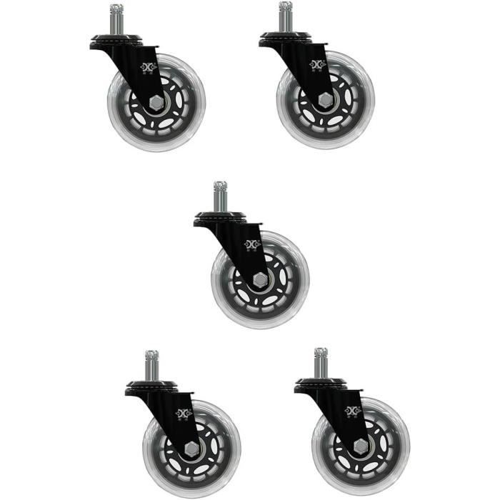 Roulettes Pour Chaise De Bureau - 2 Pièces Plastique Noir 50 Mm - Pivotantes, Charge 40 Kg - Remplacement - 14