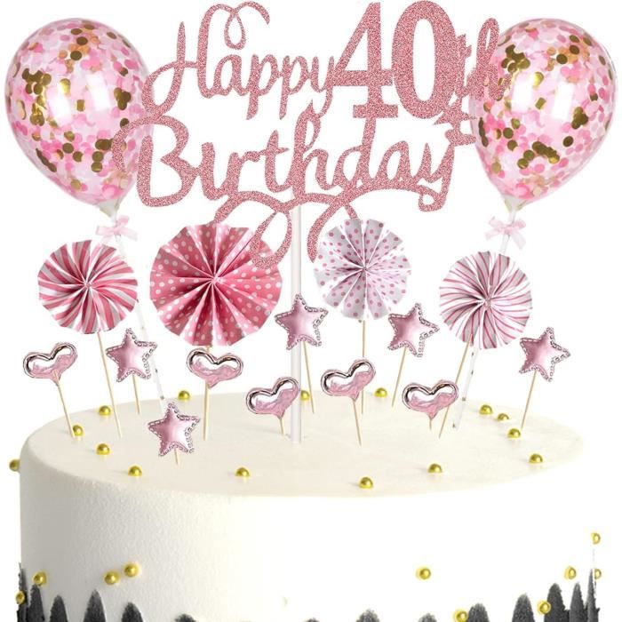 Cake Topper Happy Birthday 40 Ans Paillettes Cake Topper