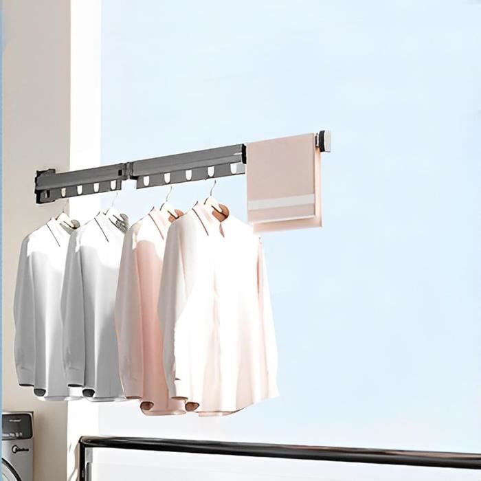 Étendoir à Linge Mural Pliable YOUDENOVA – Porte-serviettes Rétractable En Acier Inoxydable, Gain De Place Pour Salle De Bain