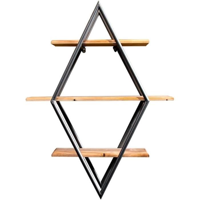 Étagère Murale Losange En Chêne - Lot De 2, Design Flottant, Pour Salon Ou Chambre - 10