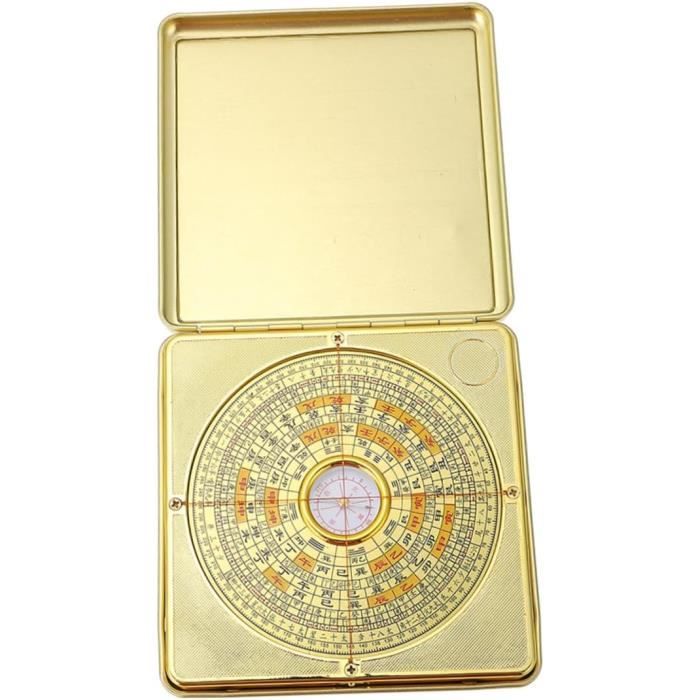 INOOMP Boussole Feng Shui Lo-pan – Outil Multifonction De Poche, Doré, 7,5 Cm, Pour Survie Et Décoration