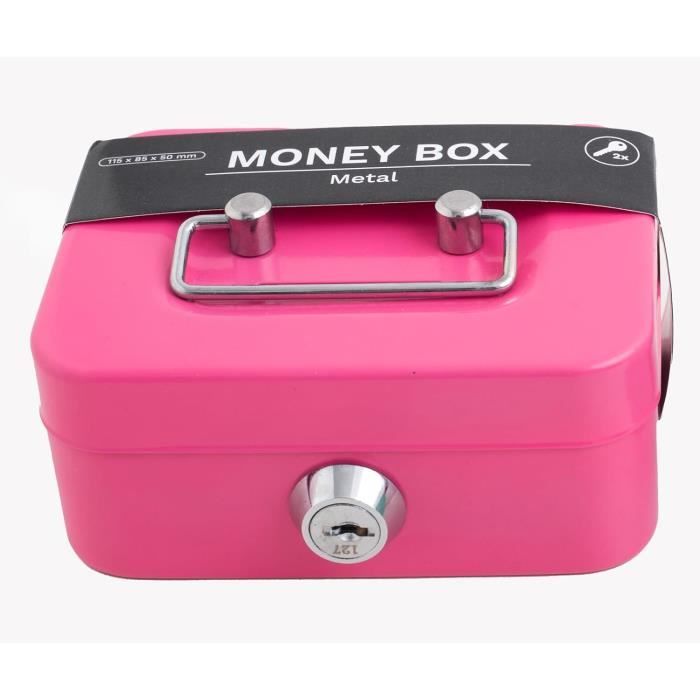 Caisse Pourboire Marché Sécurité Petite Caisse à Monnaie Verrouillable - Avec Fente Et 2 Clés - 11.5x8.5x5 Cm - Vert Coffret Métal Vert