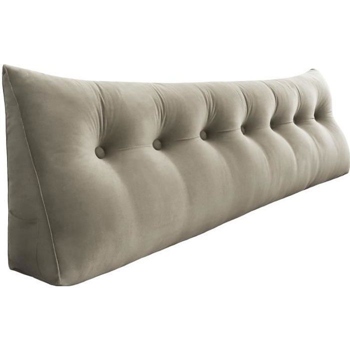 VERCART Coussin de Lecture Cale Dos Coussin à Coins Grands coussins de Lit Velours 200cm Beige