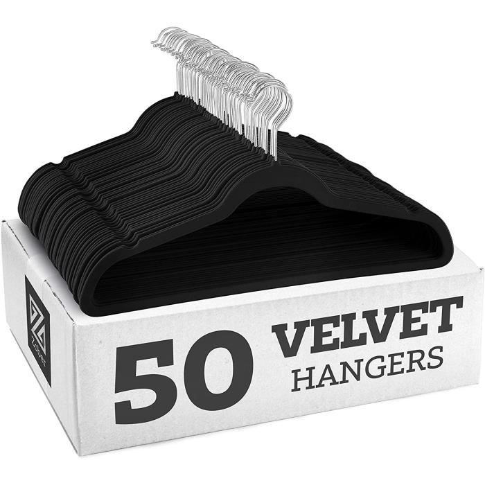 Zober Cintres noirs velours antidérapants 50 pièces Crochet pivotant 360  degrés ultra-mince solide durable jusqu'à 4,5kg pour mantea - Cdiscount  Maison