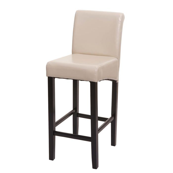 Tabouret de bar chaise haute de bar pieds en bois fonce assise en synthetique creme 04_0001237 Tabouret de bar chaise haute de bar pieds en bois fonce assise en synthetique creme 04_0001237