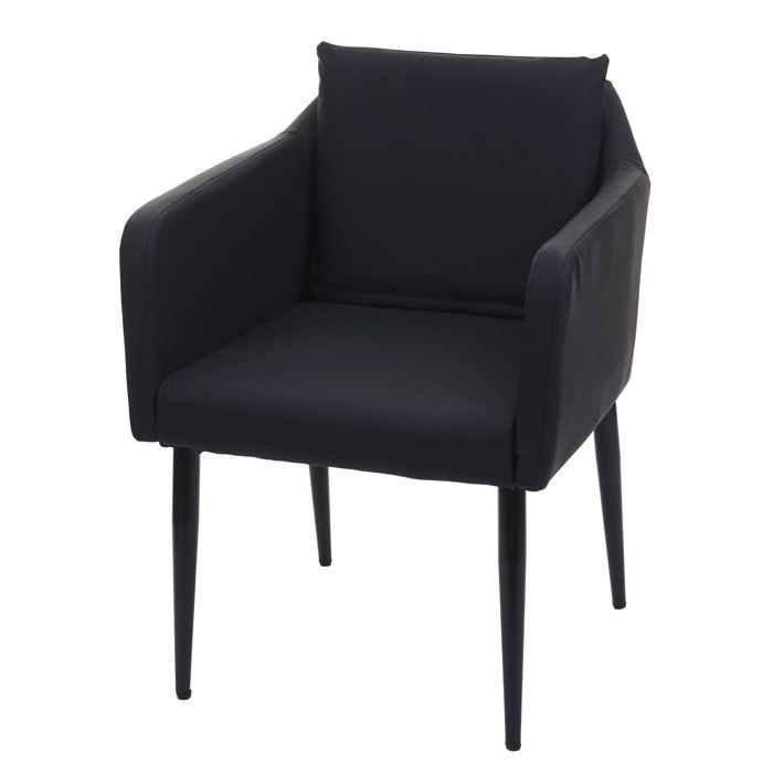 fauteuil chaise lounge salle à manger bureau visiteur en synthetique noir pieds metal noir