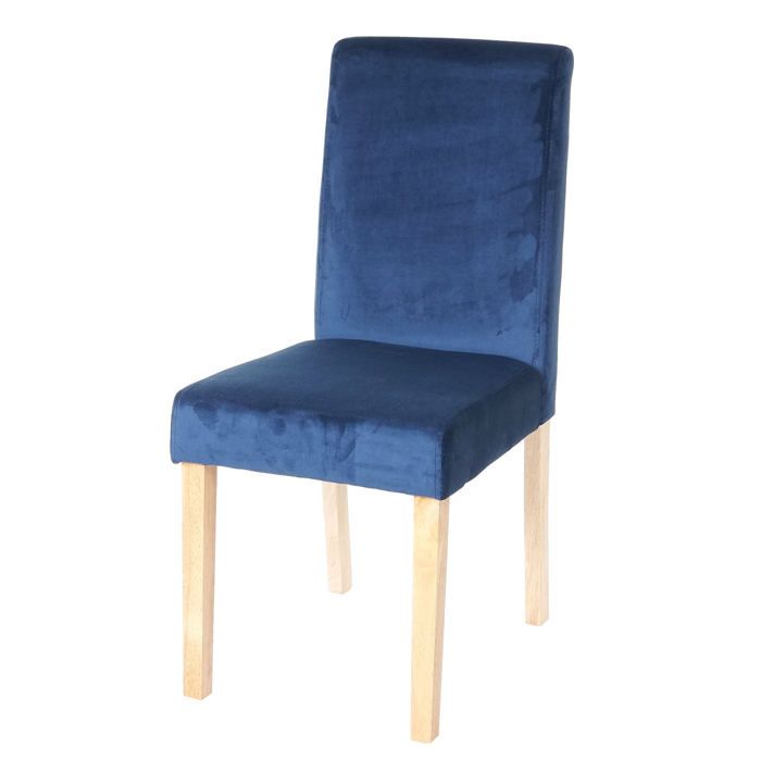 chaise de salle à manger cuisine en velours bleu pieds en bois clair design moderne