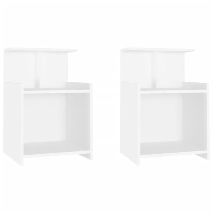 lot de 2 tables de nuit jili - moderne tables de chevet blanc 40x35x60 cm - pour chambre fr1256