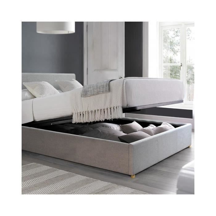 Lit Coffre 160x200 Cm Avec Tête De Lit – Noir, Sans Marque, Matelas Non Inclus