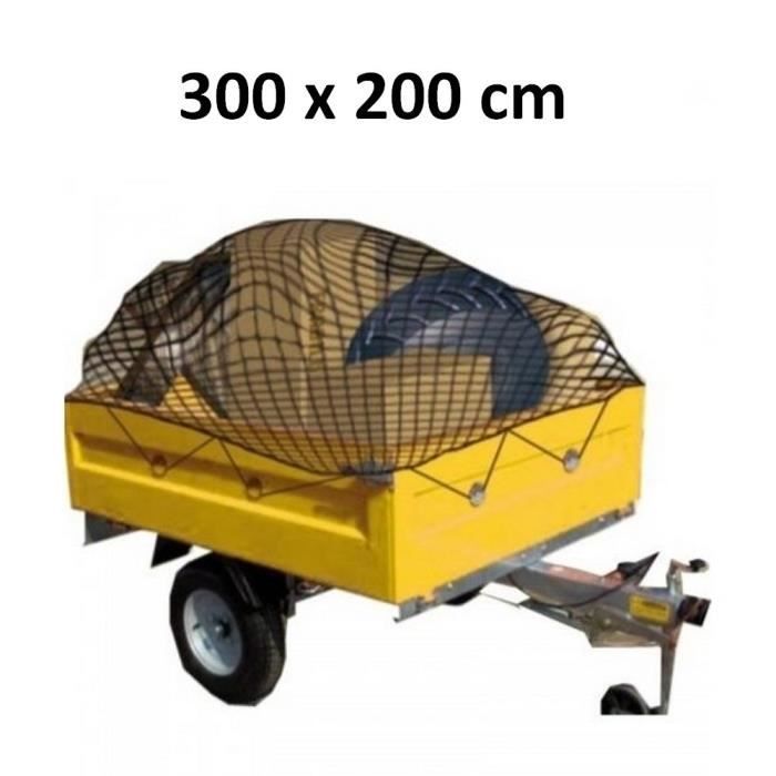 Filet pour remorque avec corde élastique noir 4x2 m PP