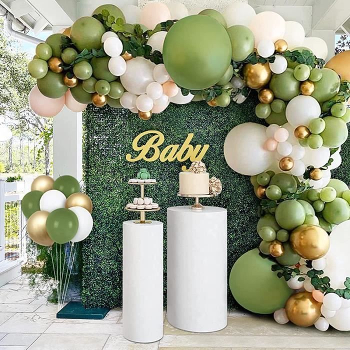 128pcs ballons vert or et blanc ensemble ballon vert olive anniversaire  mariage,décoration de fête de bébé, décoration de baptême