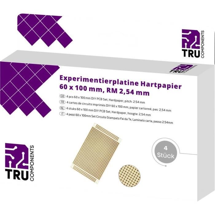 Platine Euro Tru Components T1906sa039 Bakelite L X L 100 Mm X 60 Mm 35 µm Pas 2 54 Mm 4 Pc S Cdiscount Bricolage