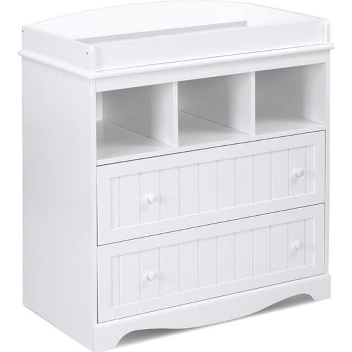 Commode A Langer Bebe Blanche Avec 2 Tiroirs Et Rangement 3 Compartiments 93 5 50 cm Table Plan A Langer Puericulture Enfant Cdiscount Puericulture Eveil Bebe