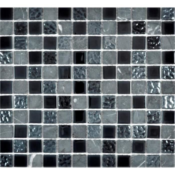 Carreau Mosaïque Translucide Crystal Gris 63-0202_b - Pour Mur Ou Sol Cuisine/salle De Bain, 1 Plaque, Verre