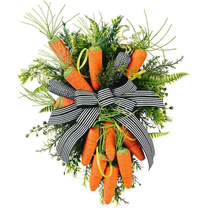Couronne De Porte Pâques 30cm - Guirlande Œufs Fleurs Artificielles Décorative