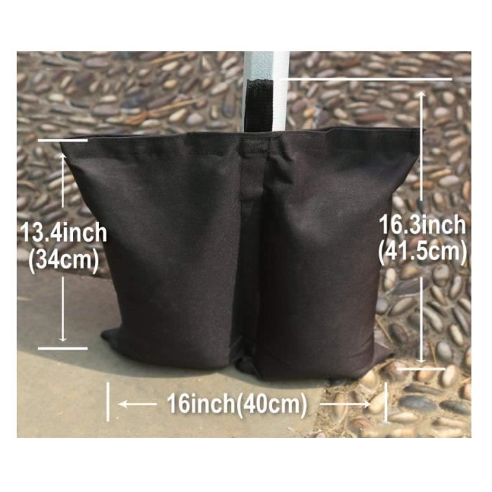 Sacs de poids pour tonnelle pliante - Lot de 4 - Noir - Roulettes et poignées en caoutchouc