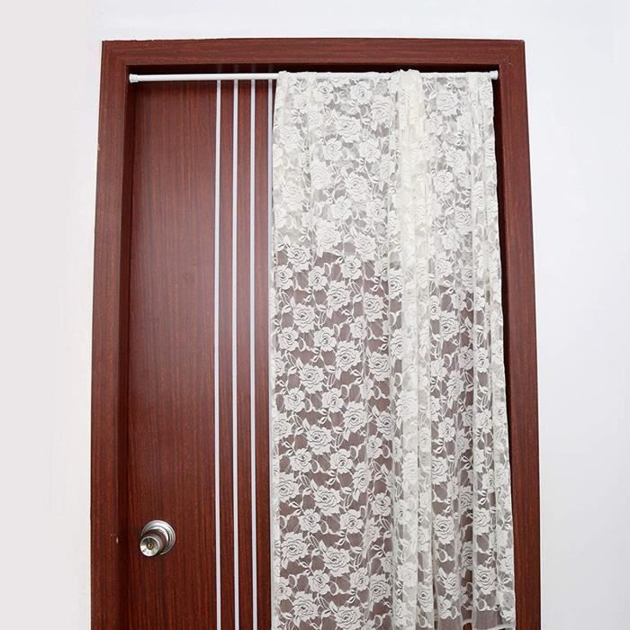 Tringle à Rideau Télescopique Extensible Sans Perçage - Métal Blanc, Longueur Réglable 30-110 Cm, Pour Salle De Bain, Fenêtre, Armoire