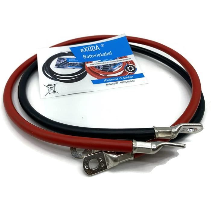 Câble De Batterie EXODA 200cm 35mm² Cuivre - Avec Cosses Œillets M10, Pour Voiture, Moto, Solaire