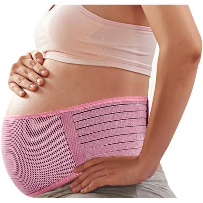 Ceinture de maternité Ceinture de Grossesse Lombaire Dos Abdominal Support pour Femme Enceinte(One Size, Rose)