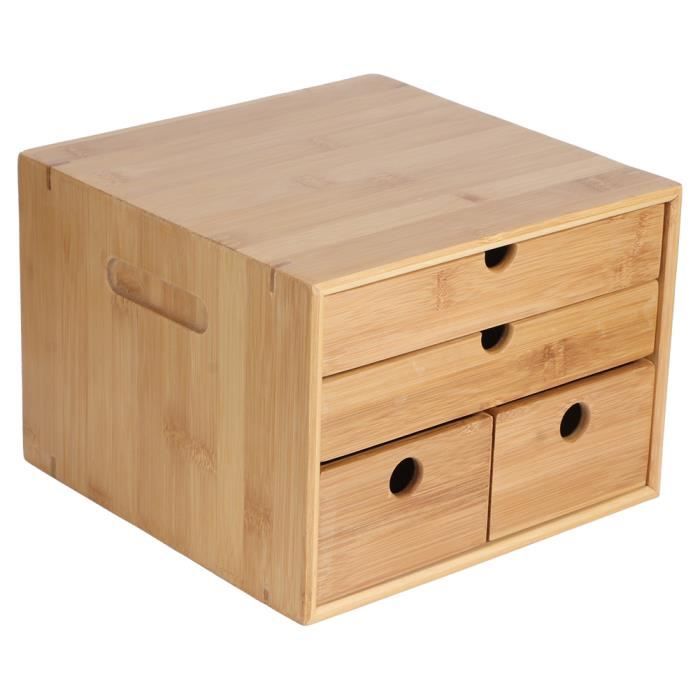 Coffre d'organisateur de plateau boîte de rangement de thé en bambou de 3  couches avec tiroir pour cuisine à la maison-GOL - Cdiscount Maison